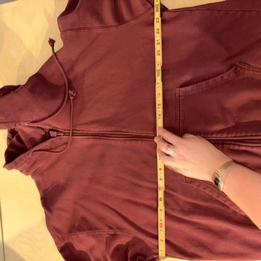 SKIMS Cotton Terry Zip Up Hoodie EUC Oversize Sz L Maroon Red Terry Loungewear - Picture 9 of 10